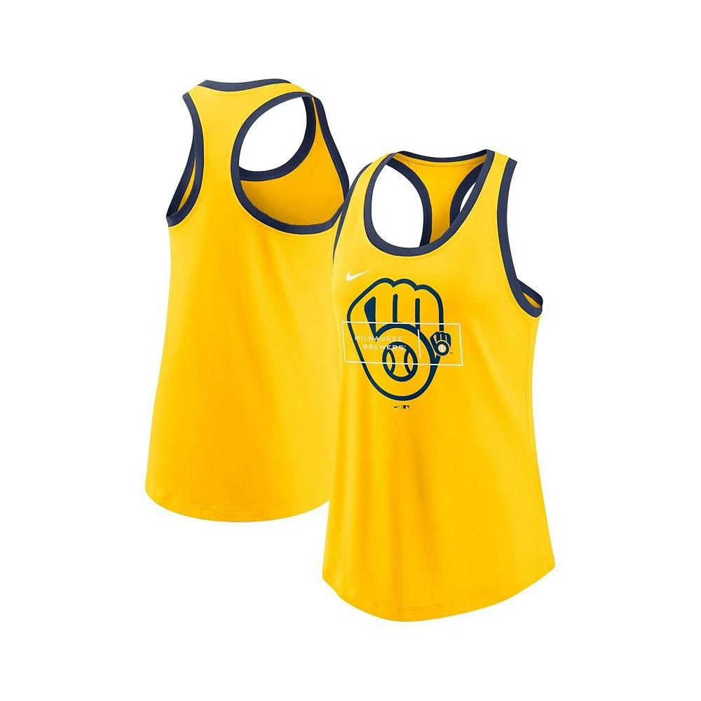 商品NIKE|Women's Gold Milwaukee Brewers X-Ray Racerback Performance Tank Top,价格¥210,第2张图片详细描述