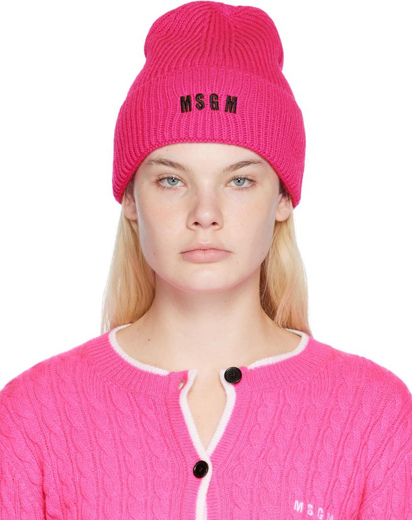 Pink Embroidered Beanie商品第1张图片规格展示