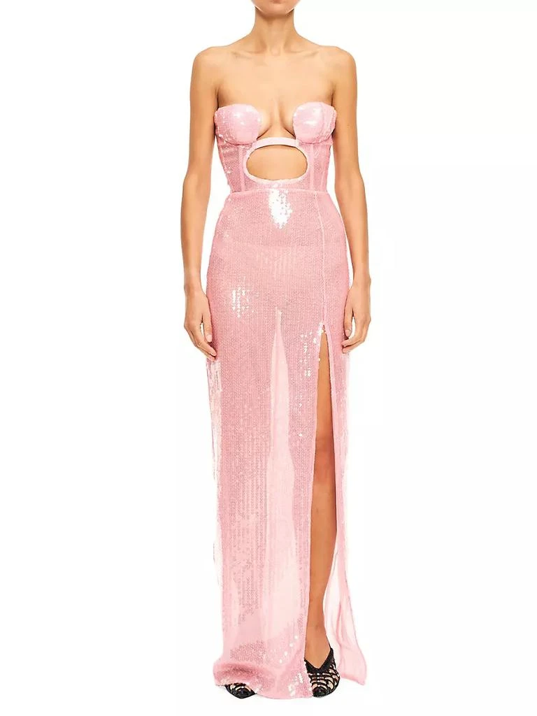 商品Nensi Dojaka|Sequined Cut-Out Bustier Column Gown,价格¥6322,第1张图片