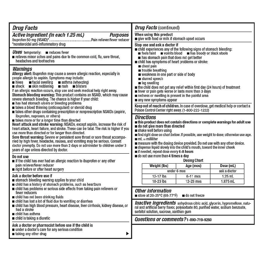商品Walgreens|Infants' Ibuprofen Liquid Berry,价格¥71,第3张图片详细描述