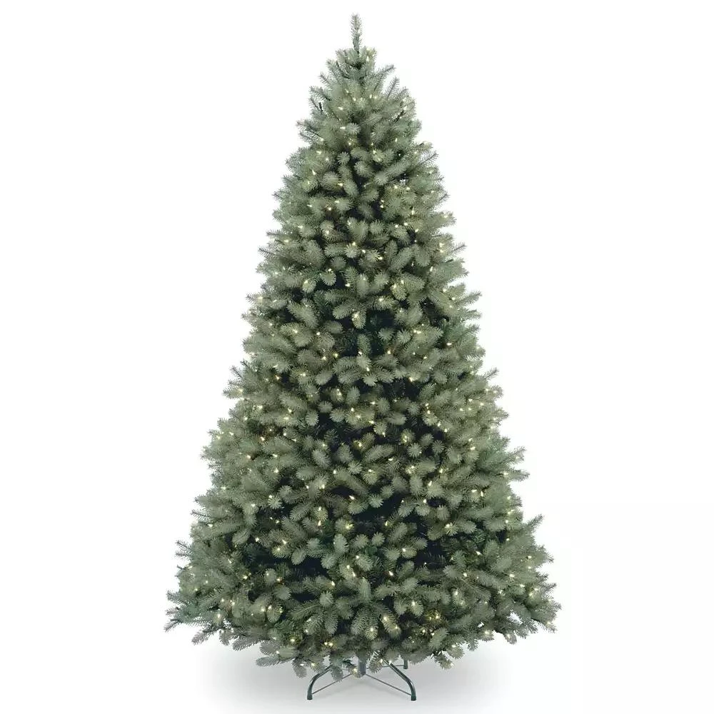商品National Tree Company|National Tree 6' Feel Real  Downswept Douglas Blue Fir Hinged Tree with 600 Clear Lights,价格¥2355,第1张图片