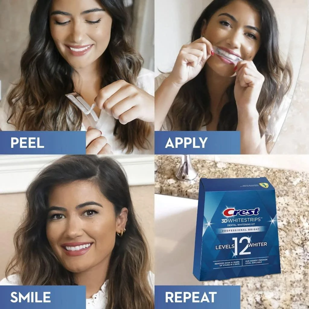 商品Crest|Crest 3D Whitestrips Vivid White Teeth Whitening Kit, 24 Strips, (12 Count Pack),价格¥165,第3张图片详细描述