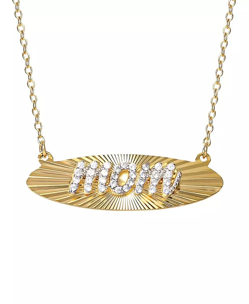 商品Giani Bernini|Cubic Zirconia MOM Script Radiant Disc 18" Pendant Necklace in 18k Gold-Plated Sterling Silver, Created for Macy's,价格¥206,第1张图片