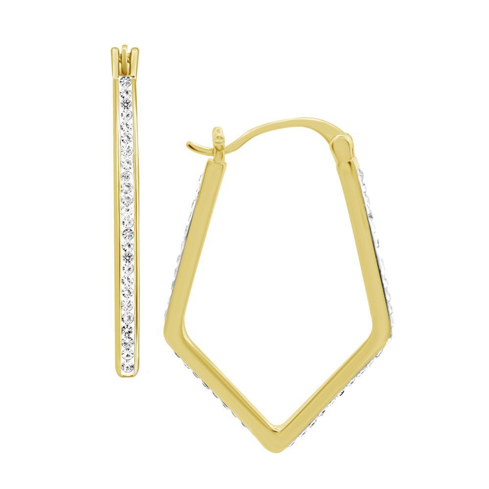 商品Essentials|Clear Crystal Pave Geometric Hoop Earring, Gold Plate and Silver Plate,价格¥186,第1张图片