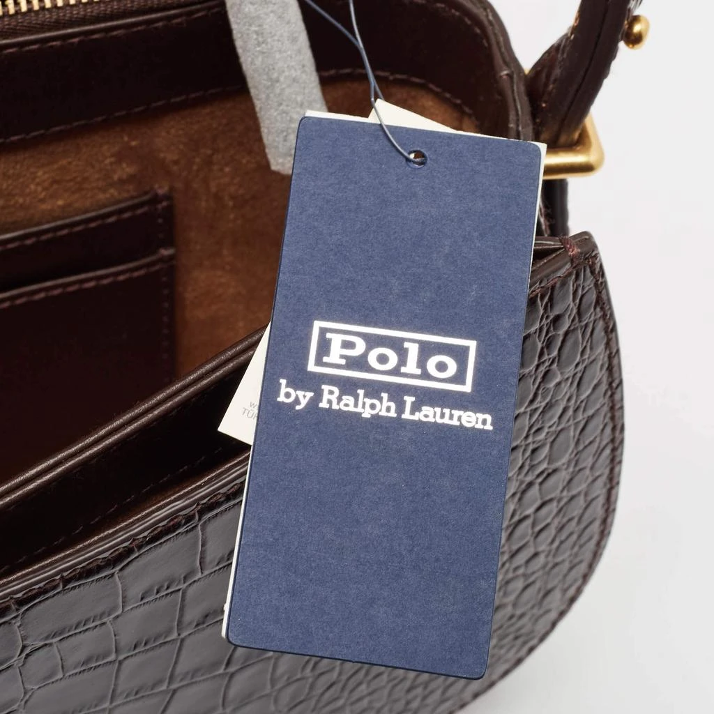 Polo Ralph Lauren Brown Croc Embossed Leather Saddle Crossbody Bag 商品