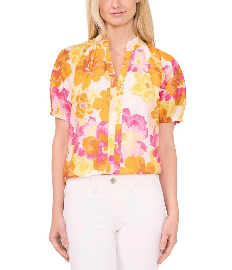 商品CeCe|Printed Ruffle Neck Raglan Seam Split Neck Blouse,价格¥595,第1张图片