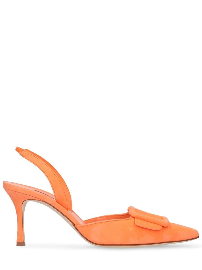 商品Manolo Blahnik|70mm Maysli Suede Slingback Pumps,价格¥6410,第1张图片