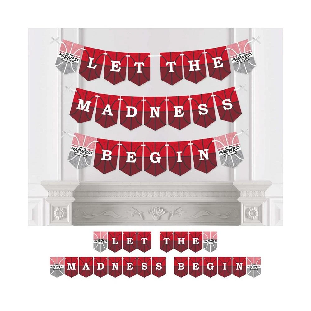 商品Big Dot of Happiness|Red Basketball - College Bunting Banner - Party Decor - Let The Madness Begin,价格¥159,第1张图片