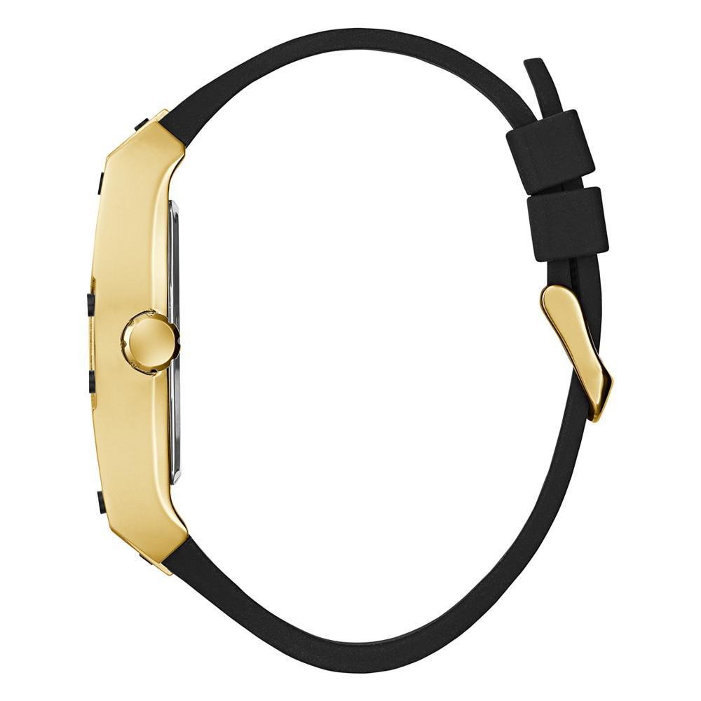 商品GUESS|Men's Gold-tone Black Genuine Leather and Silicone Strap Watch 44mm,价格¥1218,第4张图片详细描述