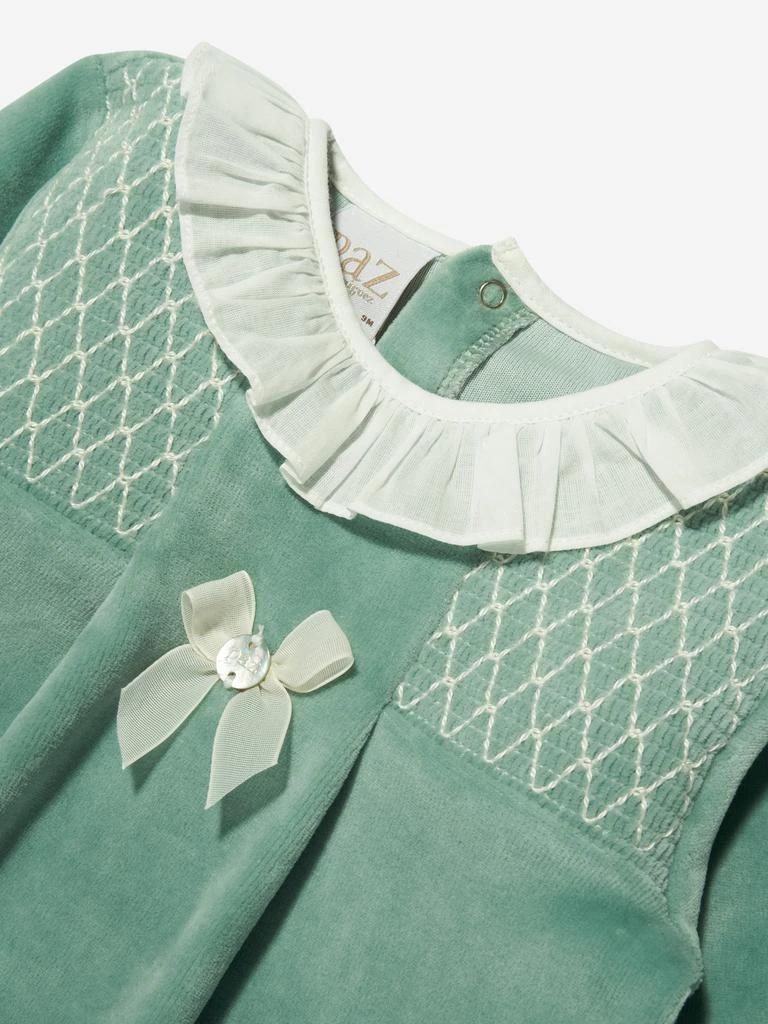 商品Paz Rodriguez|Paz Rodriguez Baby Girls Velour Babygrow in Green,价格¥299,第3张图片详细描述