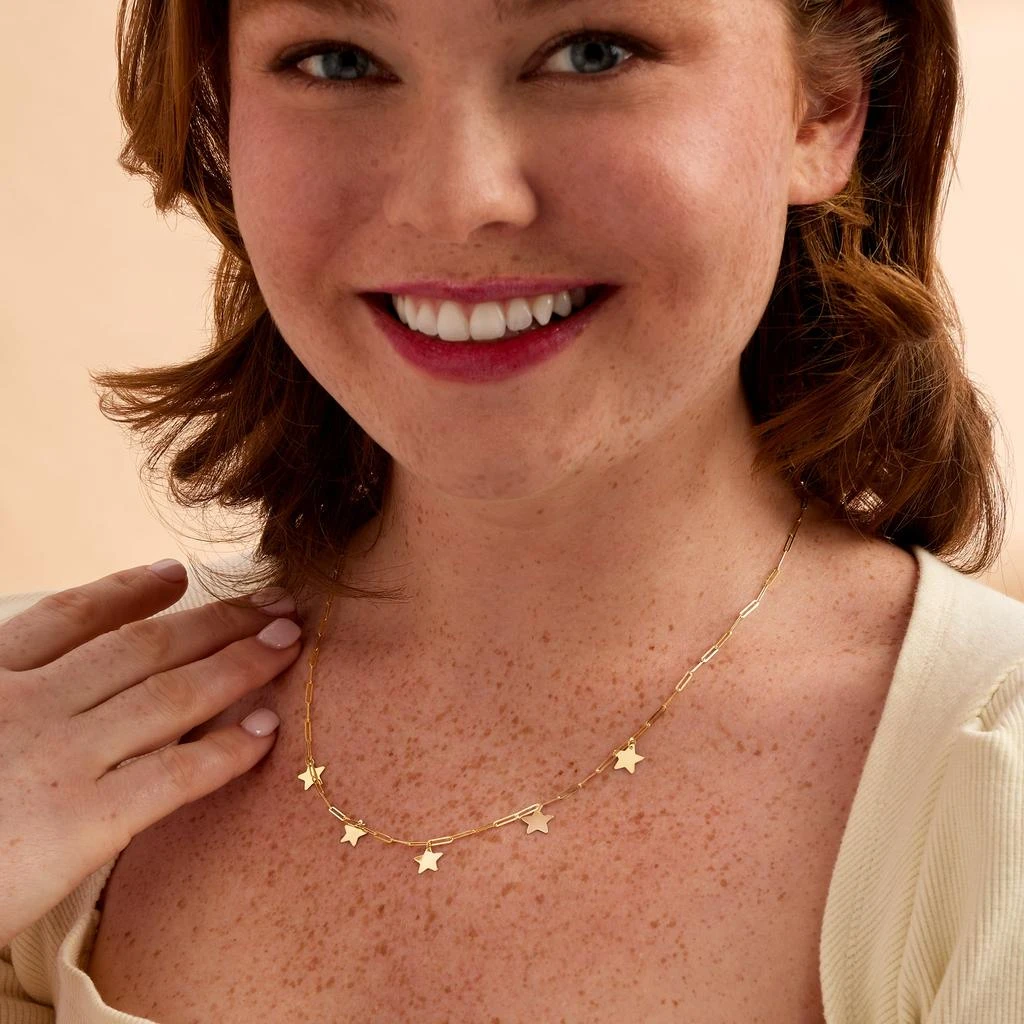 商品Ross-Simons|RS Pure by Ross-Simons Italian 14kt Yellow Gold Paper Clip Link Star Necklace,价格¥1739,第2张图片详细描述