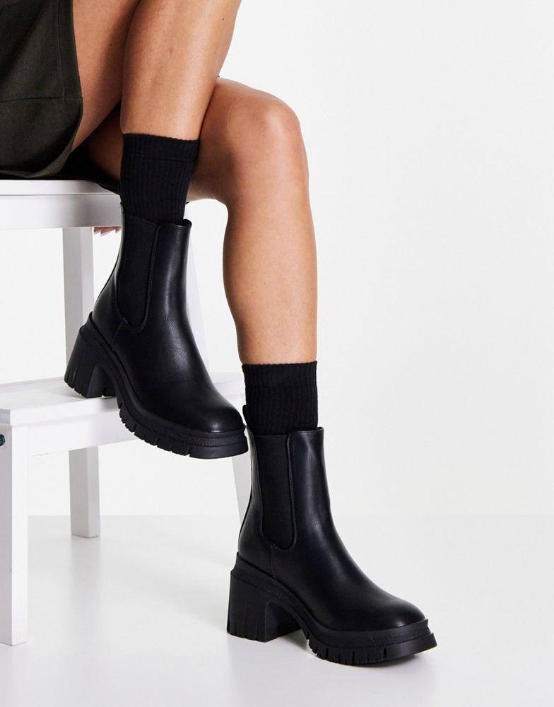 ASOS DESIGN Rio mid-heeled chelsea boots in black商品第4张图片规格展示
