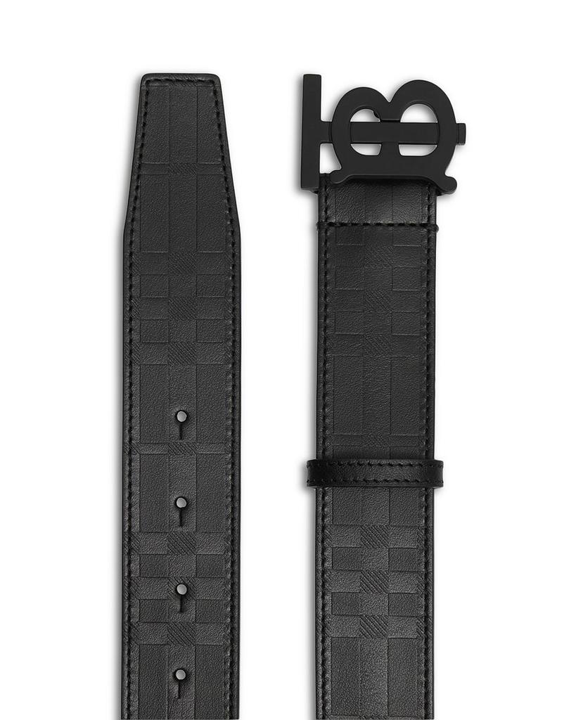 Men's Embossed Check Leather Belt商品第2张图片规格展示