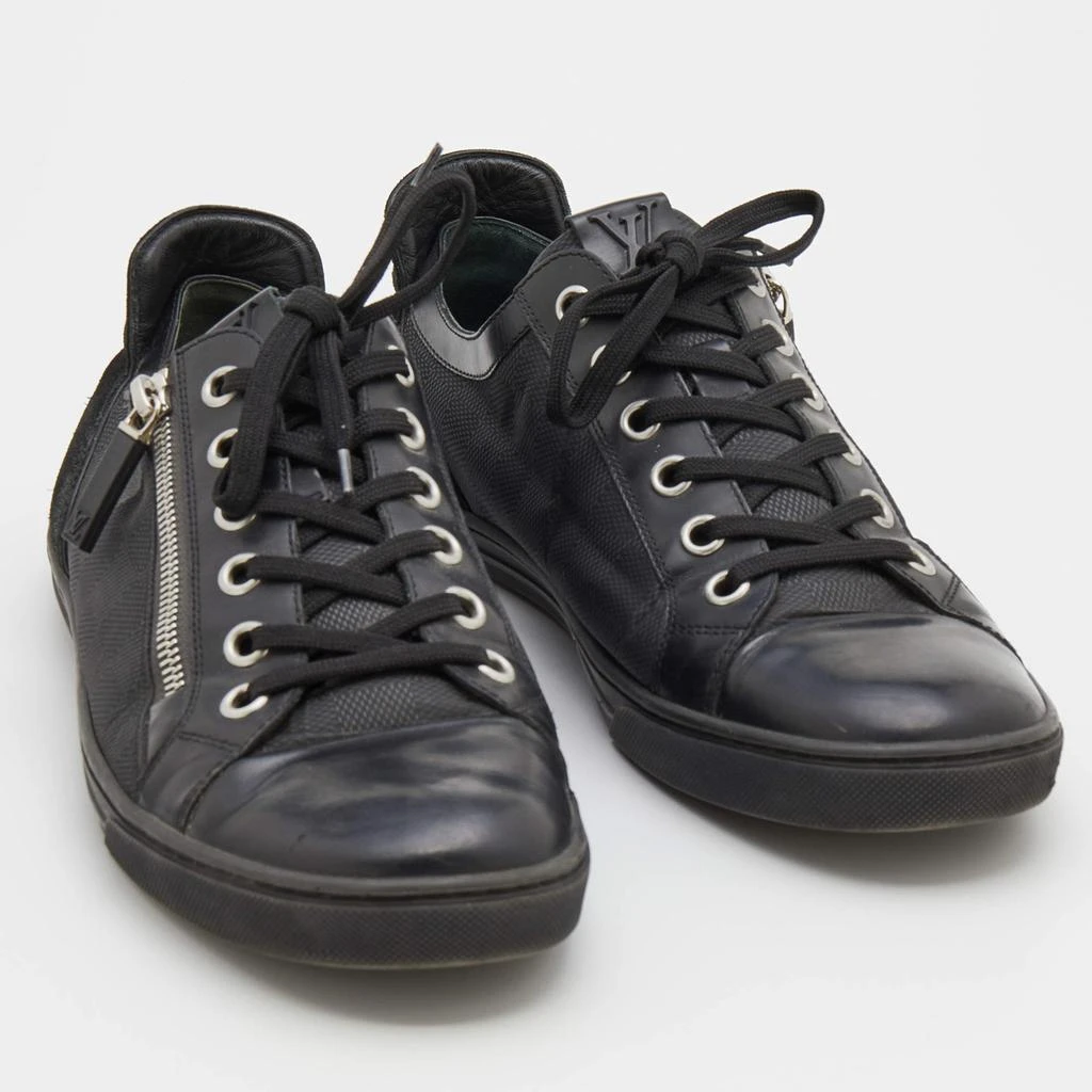 商品[二手商品] Louis Vuitton|Louis Vuitton Black Damier Print Nylon, Suede And Leather Adventure Zip Low Top Sneakers Size 42,价格¥3033,第4张图片详细描述