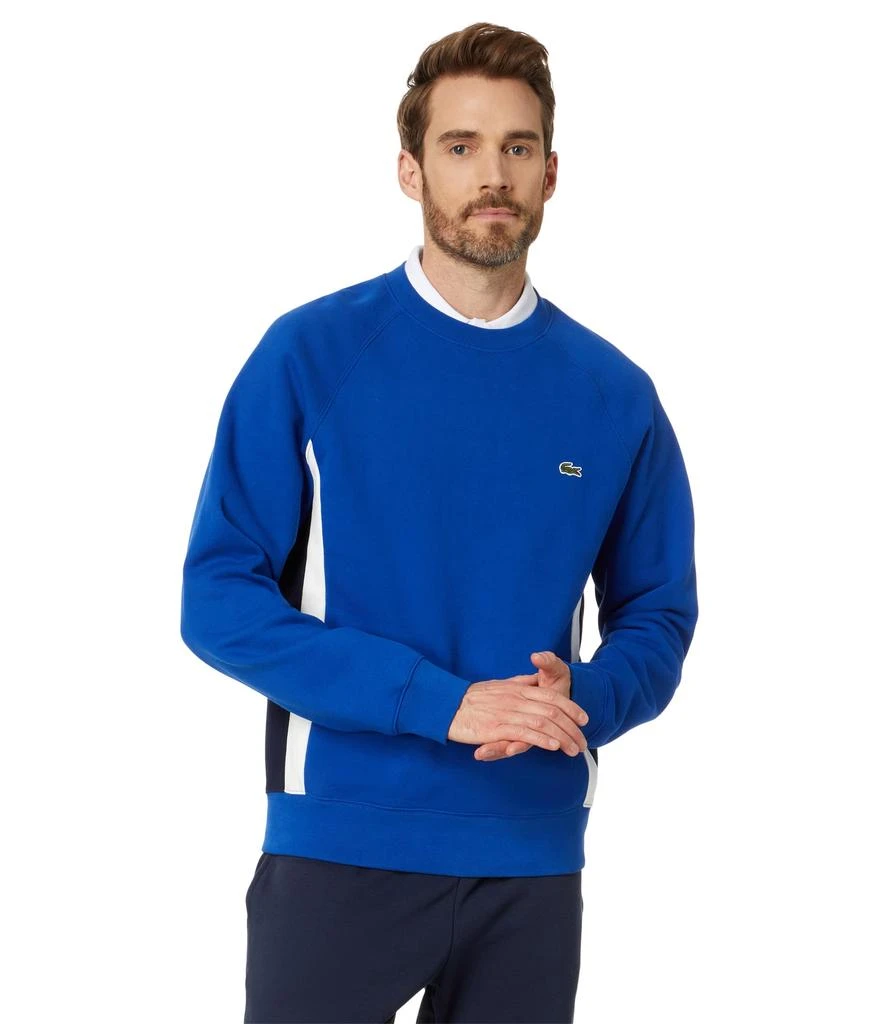 商品Lacoste|Long Sleeve Relaxed Fit Color-Blocked Crew Neck Sweatshirt,价格¥605,第1张图片