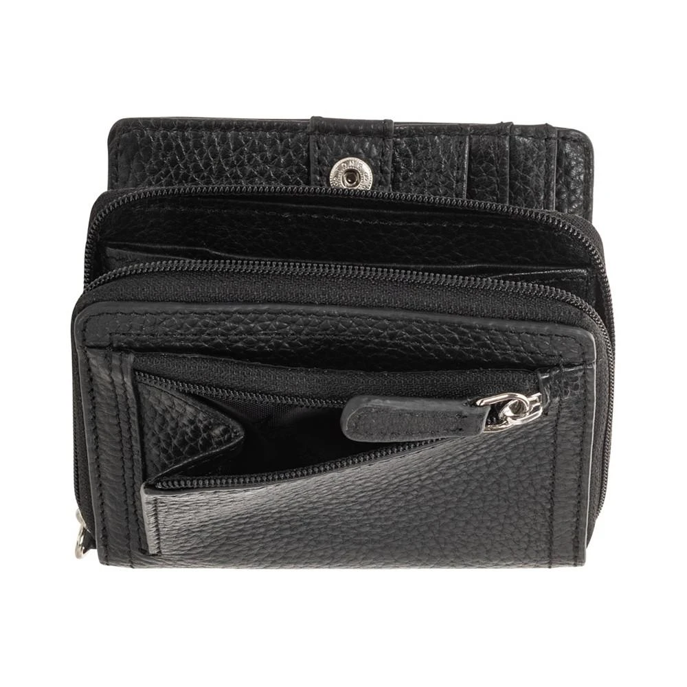 商品Mancini Leather Goods|Women's Pebbled Collection RFID Secure Mini Clutch Wallet,价格¥404,第5张图片详细描述