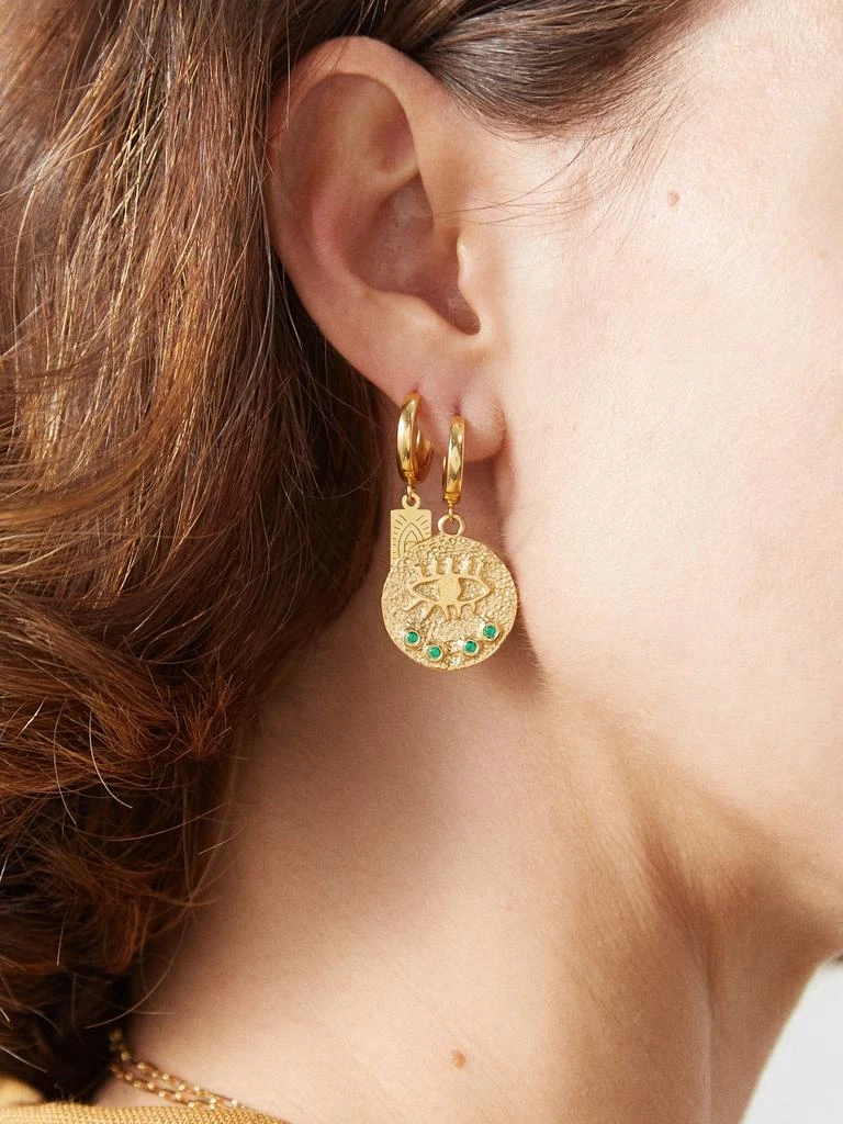 商品Hermina Athens|Kressida emerald & gold-vermeil hoop earrings,价格¥1448,第2张图片详细描述