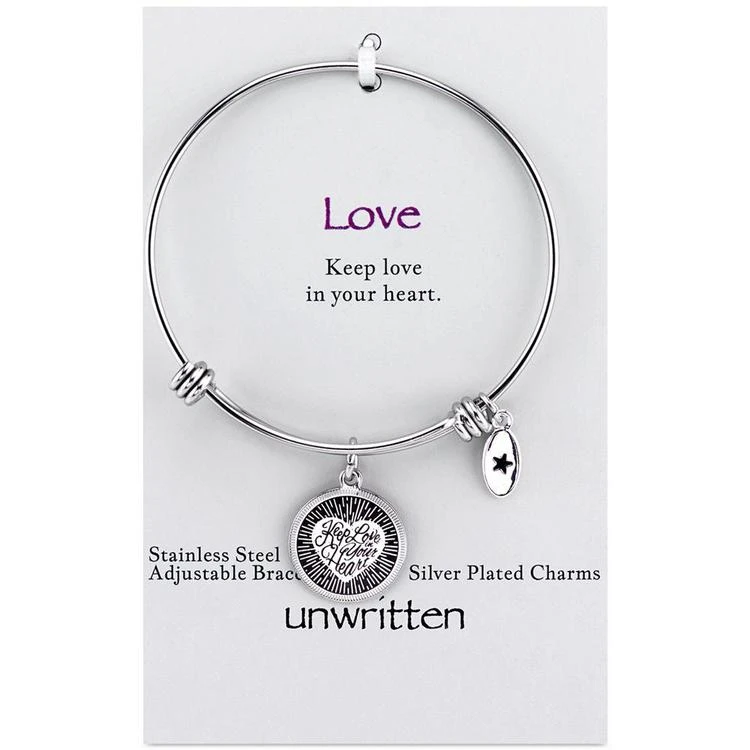 商品Unwritten|Silver-Tone Keep Love Adjustable Bangle Bracelet,价格¥64,第3张图片详细描述