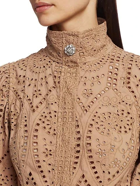 Broderie Anglasie Jeweled Button Midi Dress 商品