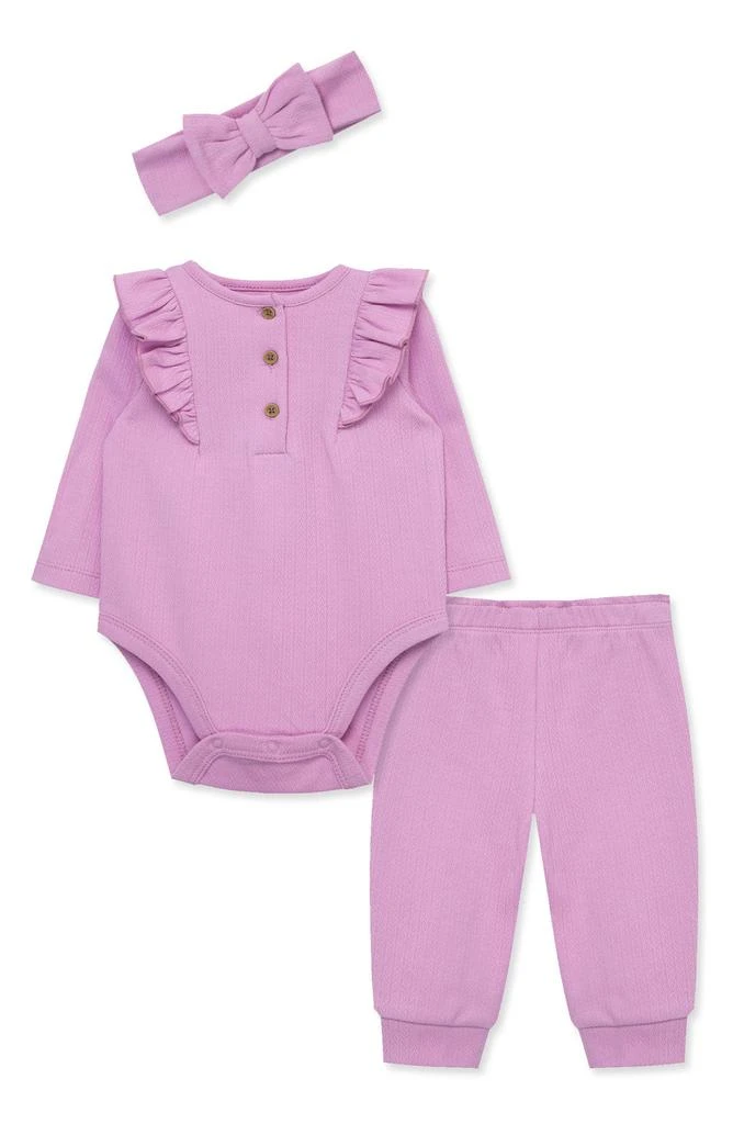 商品Little Me|Ruffle Bodysuit, Joggers & Headband Set,价格¥90,第1张图片