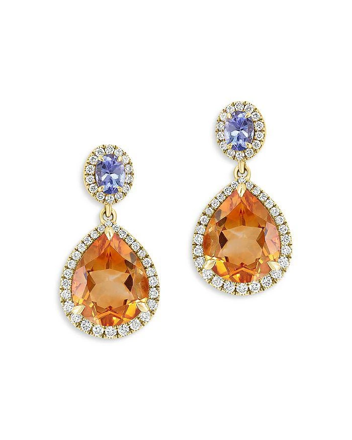 商品Bloomingdale's|Citrine, Tanzanite & Diamond Drop Earrings in 14K Gold - Exclusive ,价格¥23919,第1张图片