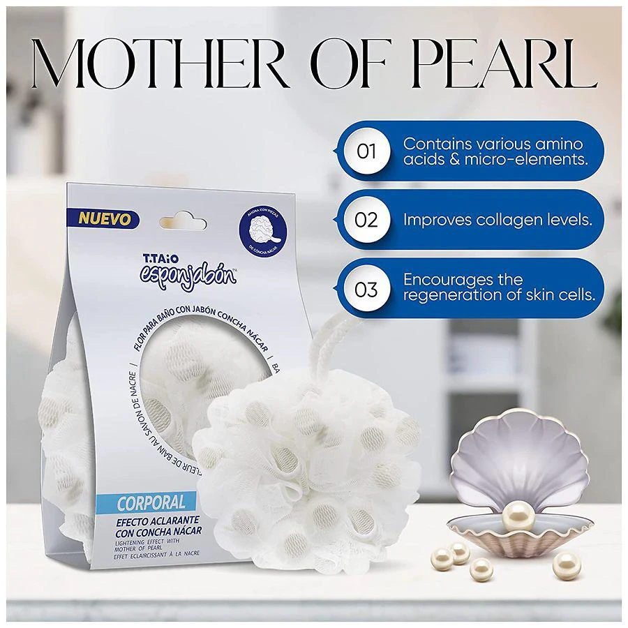 商品T.TAIO Esponjabon|Shower Bath Puff Soap Sponge, Mother of Pearl,价格¥34,第2张图片详细描述