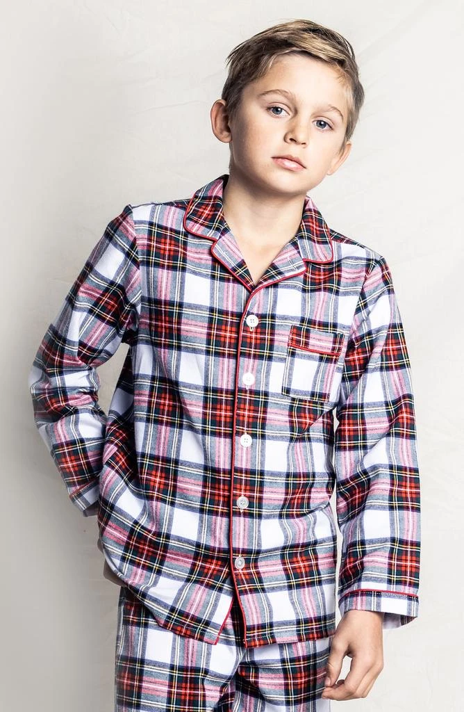 商品Petite Plume|Kids' Balmoral Tartan Plaid Two-Piece Cotton Blend Pajamas,价格¥255,第3张图片详细描述