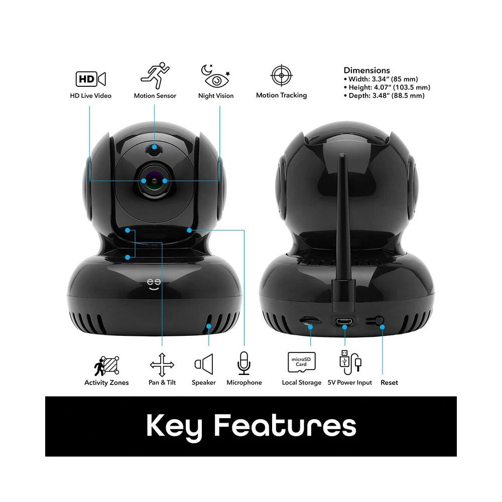商品Geeni|Sentinel 1080p HD Pan & Tilt Baby Security Smart Camera, Indoor Camera for Home Security, No Hub Required, Smart Camera Works with Amazon Alexa & Google Home, Requires 2.4 GHz Wi-Fi,价格¥335,第2张图片详细描述
