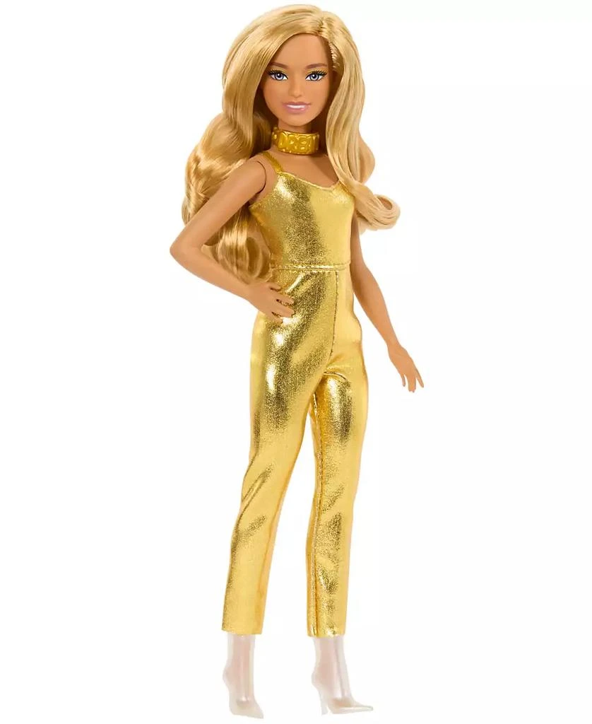 商品Barbie|Fashionistas 65th Anniversary Doll 222, Petite with Blonde Wavy Hair, Golden Jumpsuit,价格¥85,第5张图片详细描述