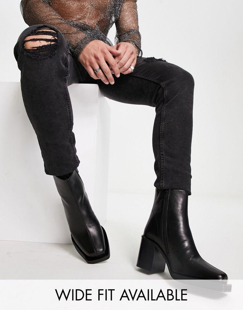 商品ASOS|ASOS DESIGN Heeled chelsea boots with angled toe,价格¥747,第1张图片