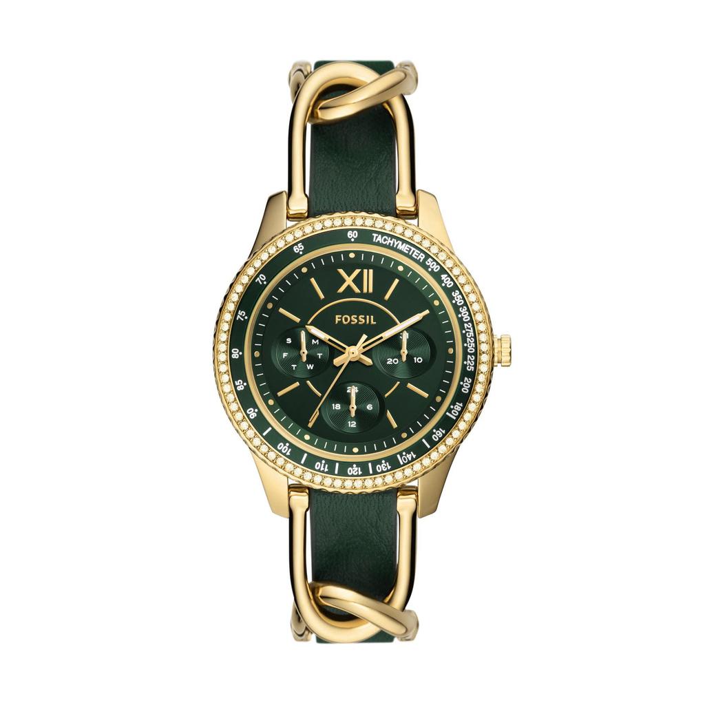 Stella Chronograph Stainless Steel and Leather Watch - ES5243商品第1张图片规格展示