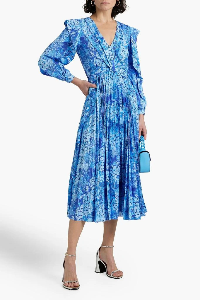 商品Derek Lam|Pleated ruffled floral-print crepe midi dress,价格¥1711,第2张图片详细描述