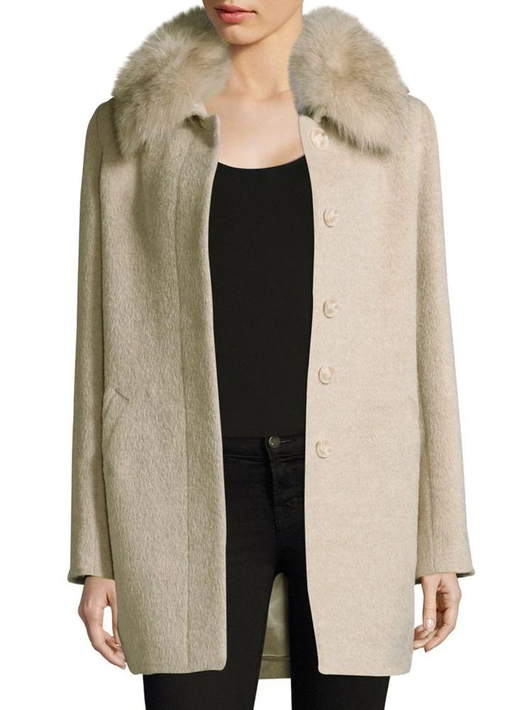 商品Sofia Cashmere|Fox Fur-Trimmed Collar Car Coat,价格¥4184,第1张图片