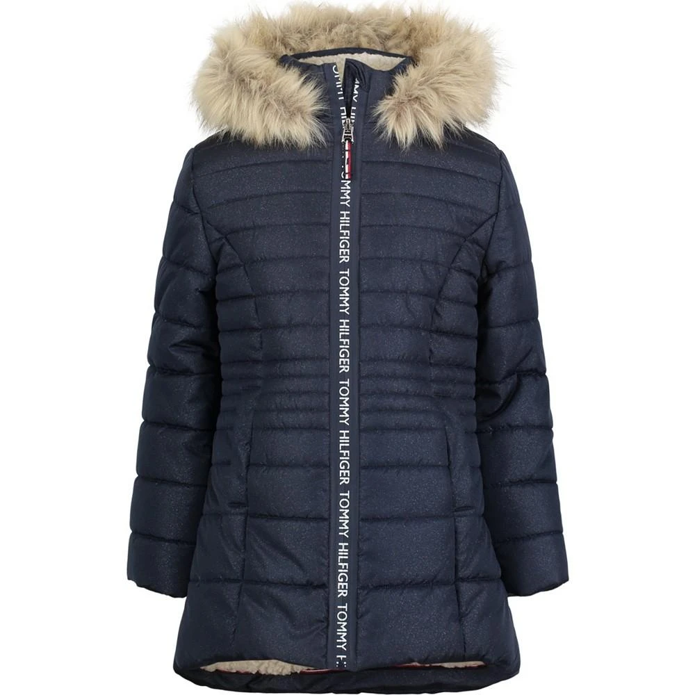 商品Tommy Hilfiger|Toddler Girls High-Low Signature Hooded Puffer Jacket,价格¥323,第1张图片