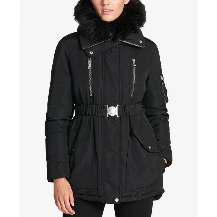 商品DKNY|Faux-Fur-Collar Hooded Belted Puffer Coat,价格¥1123,第1张图片