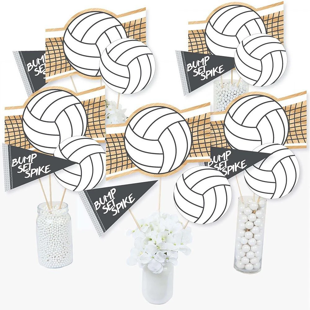 商品Big Dot of Happiness|Bump, Set, Spike - Volleyball - Party Centerpiece Sticks - Table Toppers - 15 Ct,价格¥127,第1张图片