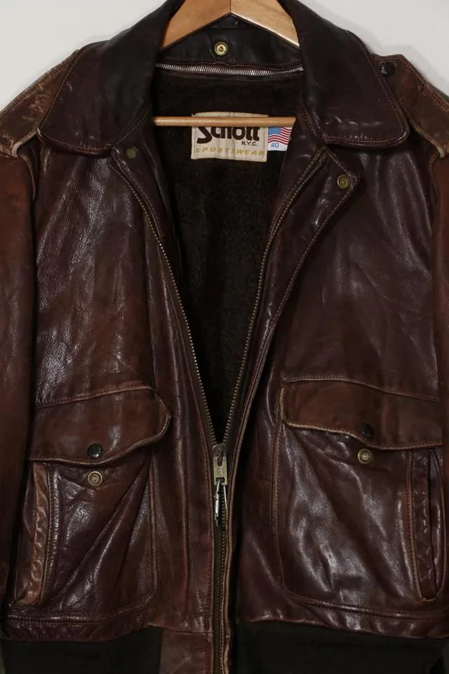 商品Schott|Vintage Schott Lined Leather Flight Jacket Made in USA,价格¥2240,第3张图片详细描述