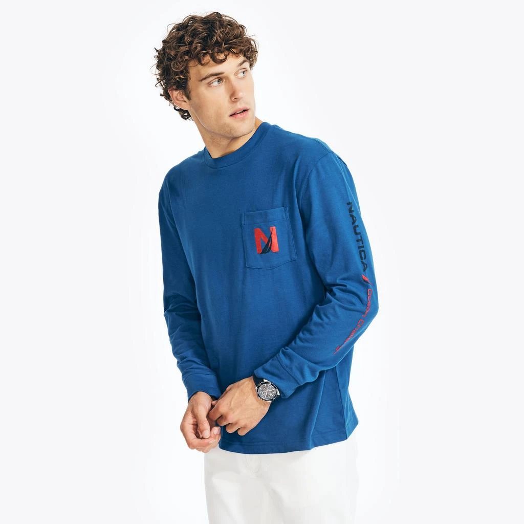 商品Nautica|Mens Sustainably Crafted Graphic Long-Sleeve T-Shirt,价格¥162,第1张图片