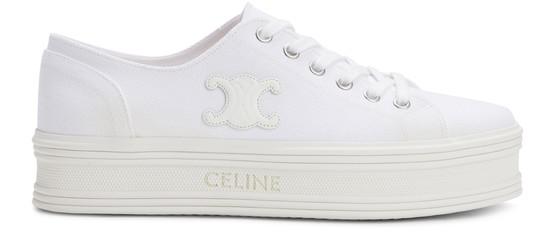 Jane low lace-up sneaker in canvas and calfskin商品第1张图片规格展示