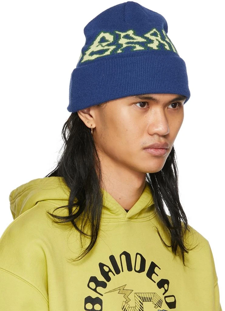 商品Brain Dead|Navy Wool Prehistoric Logo Beanie,价格¥196,第2张图片详细描述