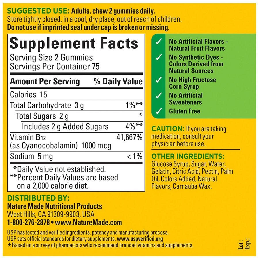 商品Nature Made|Energy B12 1000 mcg Gummies Cherry & Mixed Berries,价格¥112,第3张图片详细描述