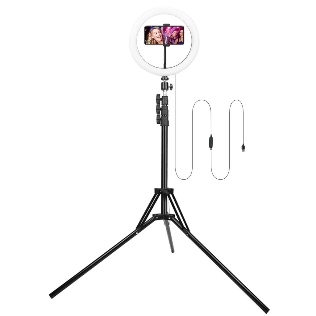 商品Global Bazaar|10in LED Selfie Ring Light - Dimmable, 120 LEDs, Adjustable Tripod Stand, Cell Phone Holder - Perfect for YouTube Videos/Live Streams,价格¥469,第1张图片