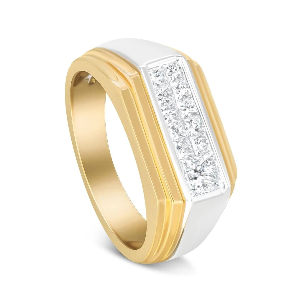 商品Haus of Brilliance|14K Yellow and White Gold 1.00 Cttw Princess-Cut Diamond Modern Gent's Band,价格¥27184,第3张图片详细描述