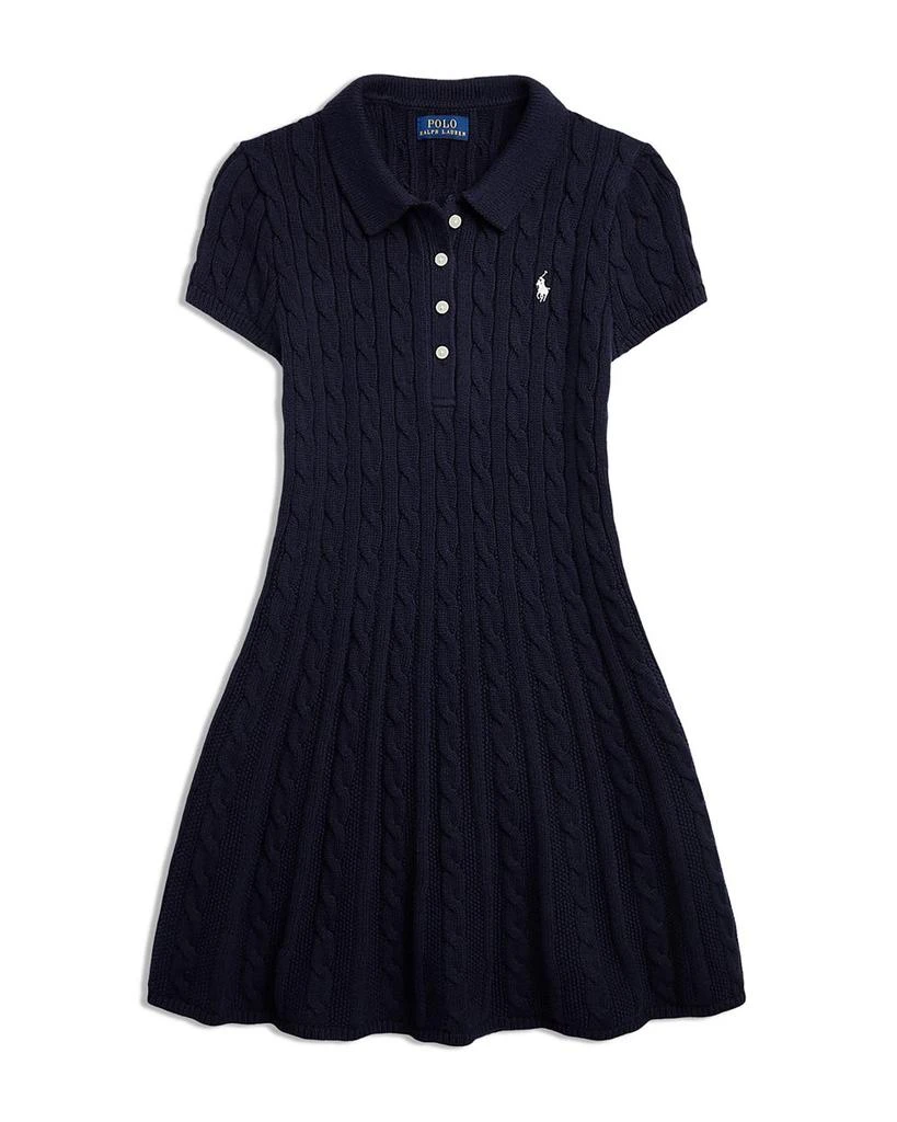商品Ralph Lauren|Girls' Cable-Knit Cotton Polo Sweater Dress - Little Kid, Big Kid,价格¥699,第1张图片