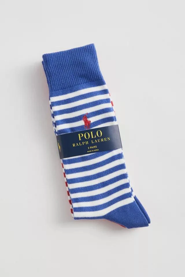 商品Ralph Lauren|Polo Ralph Lauren Striped Crew Sock 2-Pack,价格¥165,第1张图片