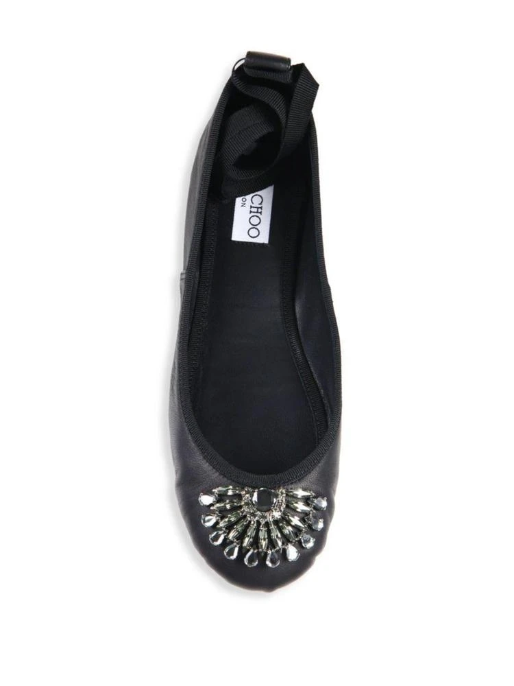 商品Jimmy Choo|Grace Crystal-Embellished Leather Ankle-Wrap Ballet Flats,价格¥1784,第4张图片详细描述