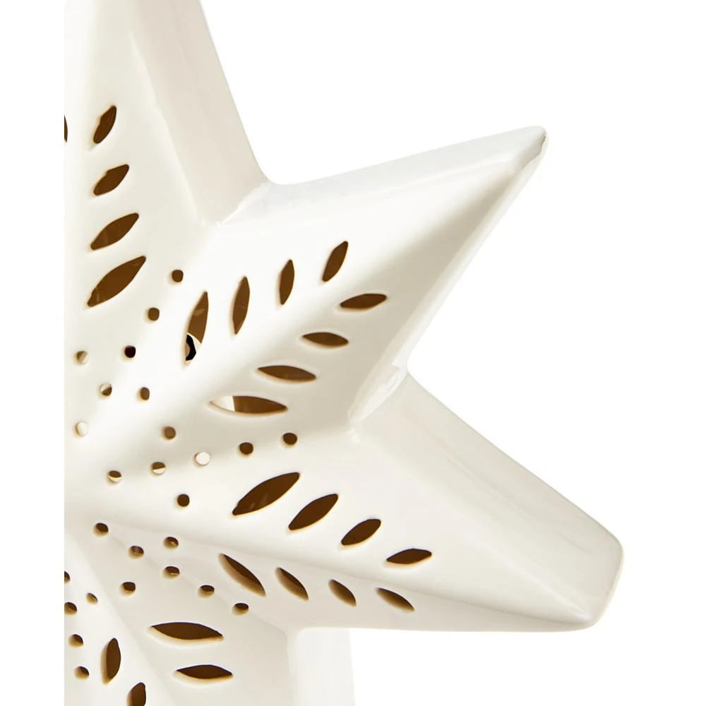 商品Holiday Lane|Northern Lights Ceramic White & Gold-Tone Star Night Light Table Décor, Created for Macy's,价格¥68,第2张图片详细描述