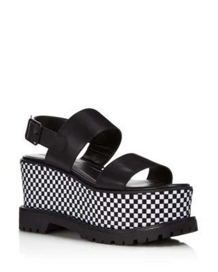 商品KENDALL & KYLIE|KENDALL and KYLIE Women's Cady Leather Platform Sandals ,价格¥264,第1张图片