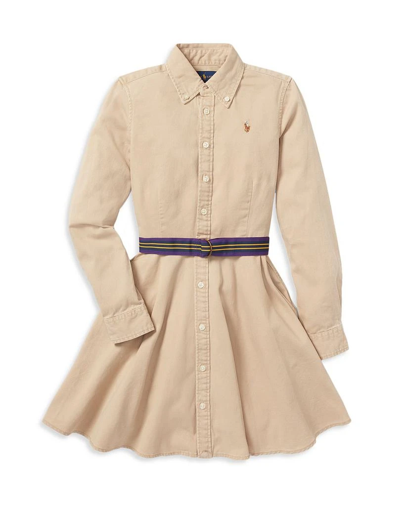 商品Ralph Lauren|Girls' Chino Shirt Dress with Belt - Little Kid, Big Kid,价格¥528,第1张图片