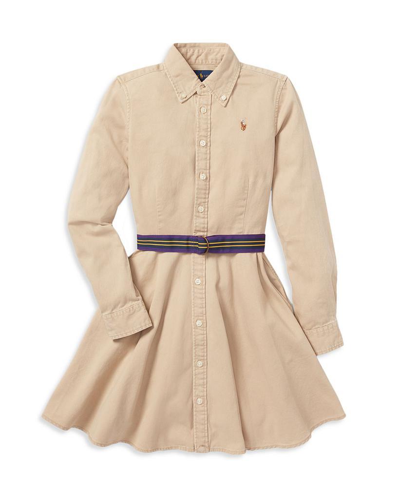 商品Ralph Lauren|Girls' Chino Shirt Dress with Belt - Little Kid, Big Kid,价格¥478,第1张图片
